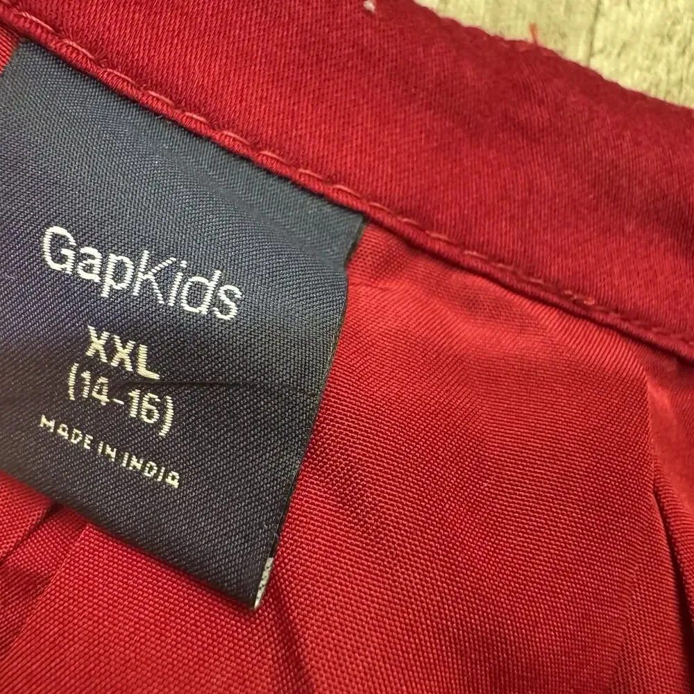 GAP Girls XXL 14 16 Red Holiday Dress Cap Sleeve Satin Ruffle Lined Party